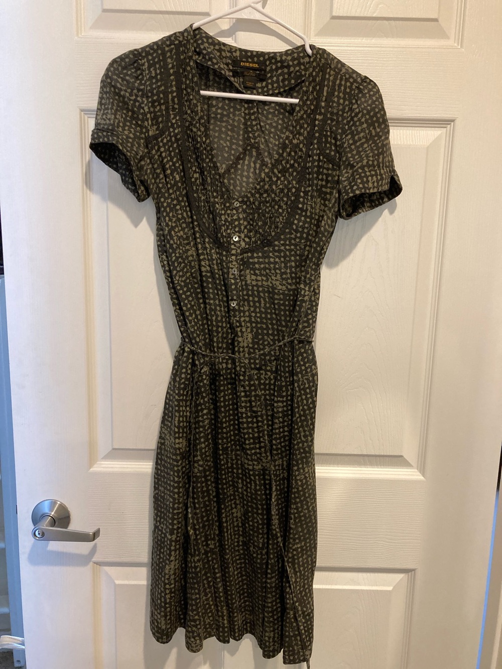 Diesel Olive Green Button-Front Midi Dress